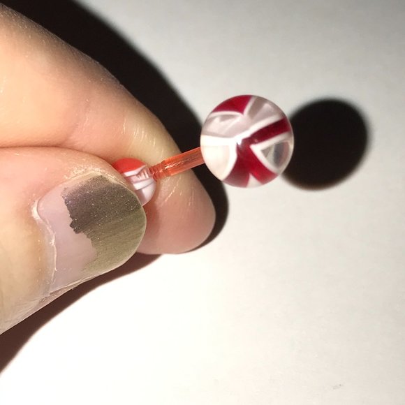 14 Gauge Red and white Abstract Belly Ring - Picture 3 of 11